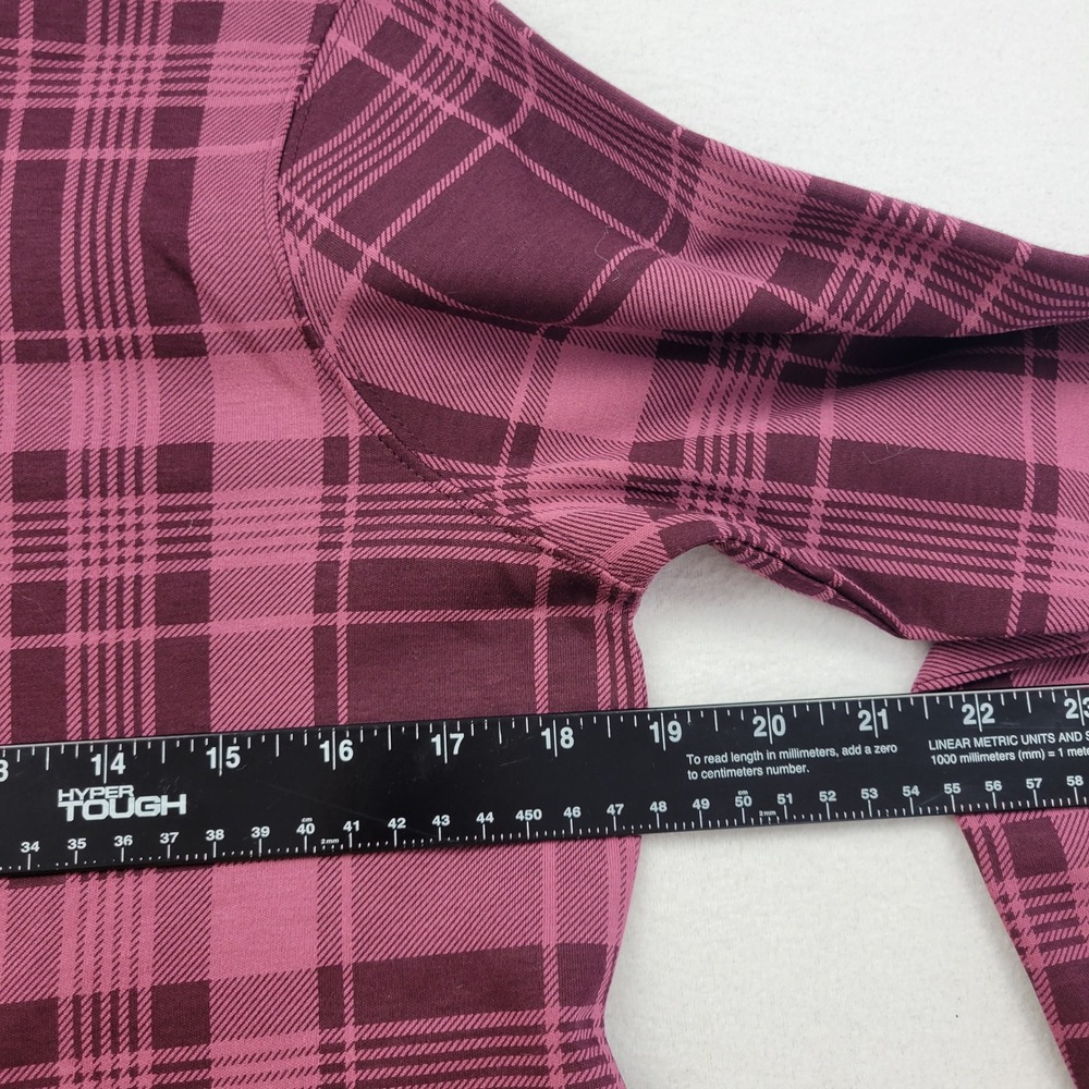 LL Bean Womens Interlock‎ Turtleneck Womens Small Top Plum Pink Plaid 523747 - Picture 4 of 12